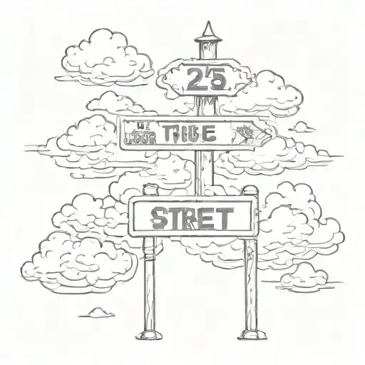 street sign clouds and words 252 tattoo design idea