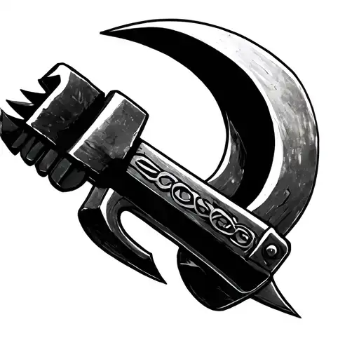Hammer and sickle, Disco Elysium inspired minimalist tattoo design idea