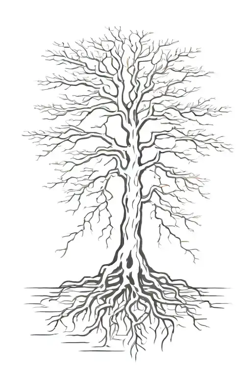 bald cypress tree with roots inside diamond outline tattoo design idea