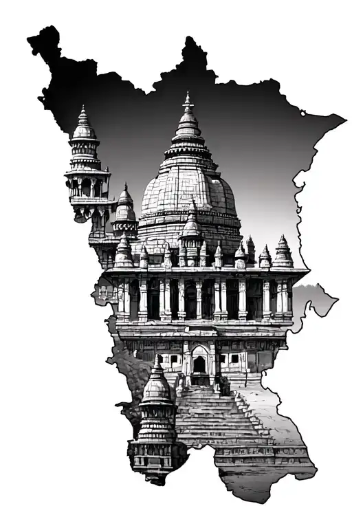 ayodhya temple  and punjab map  tattoo design idea