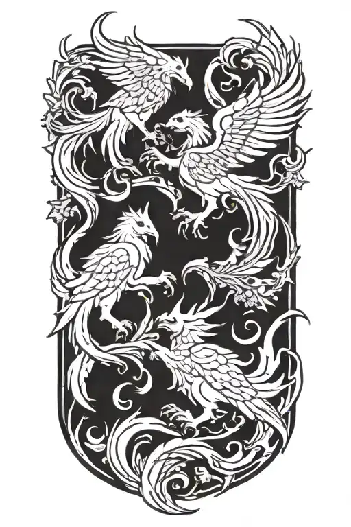 Cerberus and a phoenix tattoo tattoo design idea