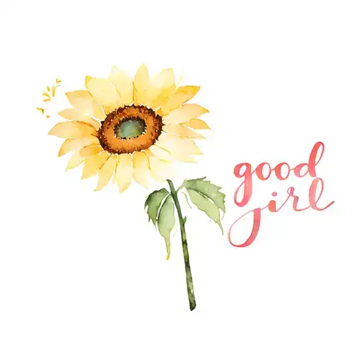 "good girl" half of a sunflower tattoo design idea