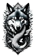 wolf+tree of life+libra sign+koi+phoenix tattoo design idea