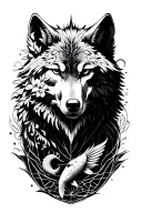 wolf+tree of life+libra sign+koi+phoenix tattoo design idea