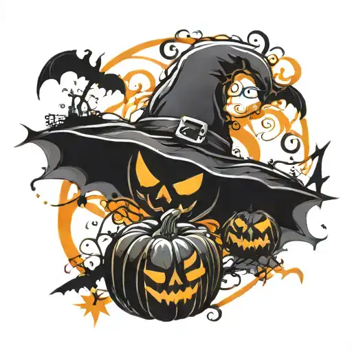  Include pumpkins, ghosts, bats, witches' hats, and cobwebs. Use a mix of bold colors like orange, black, purple, and gr tattoo design idea