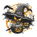  Include pumpkins, ghosts, bats, witches' hats, and cobwebs. Use a mix of bold colors like orange, black, purple, and gr tattoo design idea