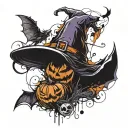  Include pumpkins, ghosts, bats, witches' hats, and cobwebs. Use a mix of bold colors like orange, black, purple, and gr tattoo design idea