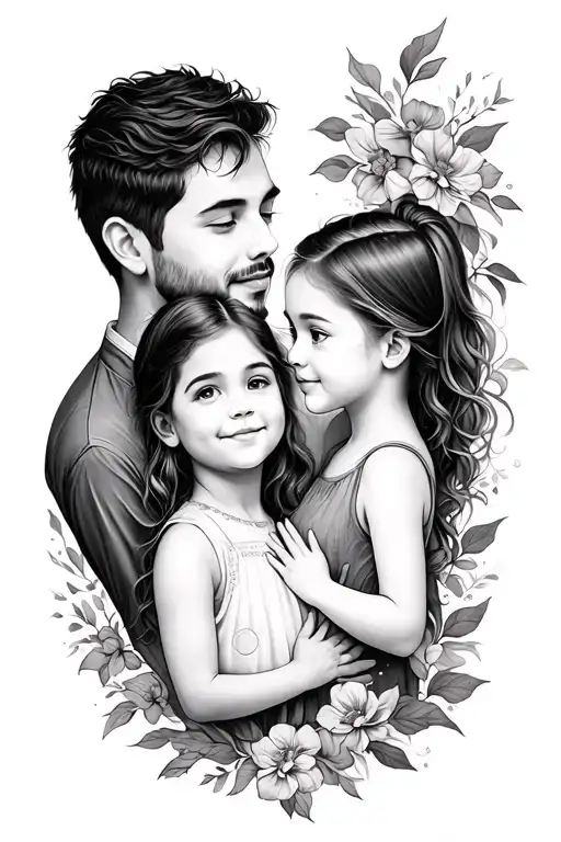 tatoo for father with a daughter and son tattoo design idea