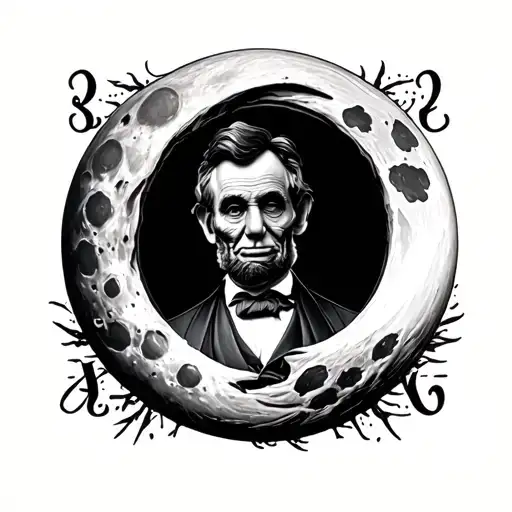 "Lincoln" detailed moon tattoo design idea