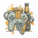 A pixelated video game controller intertwined with a beer bottle and a bottle opener, symbolizing your love for gaming and drinking tattoo design idea