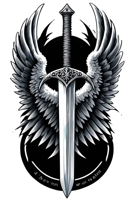 sword and wings tattoo design idea