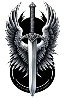 sword and wings tattoo design idea