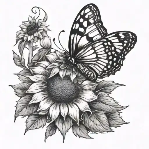 sunflower ladybug butterfly tattoo design idea