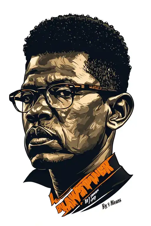 "Black Power By Any Means" Malcolm X and black panther party tattoo design idea