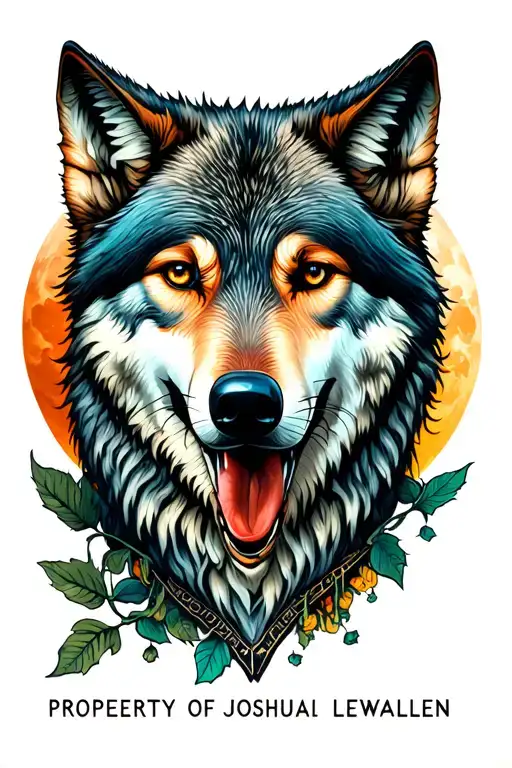 "PROPERTY OF JOSHUA LEWALLEN " wolf moon tattoo design idea
