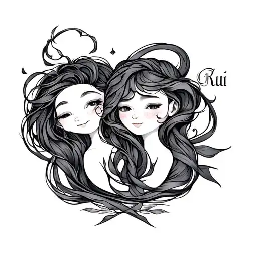 Name of my intertwined children Rui and Raí tattoo design idea