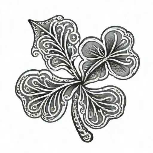 silver fern irish shamrock intertwined tattoo design idea