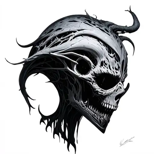 Giger and beksinski simplistic tattoo design idea