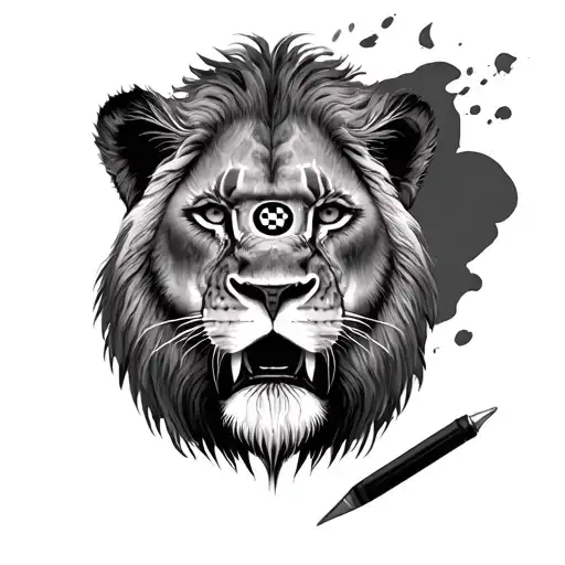 lioness with third eye popping tattoo design idea