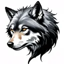 Zodiac sign Aquarius, favorite animal wolf, use of air, reason, stability, mental strength tattoo design idea