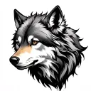 Zodiac sign Aquarius, favorite animal wolf, use of air, reason, stability, mental strength tattoo design idea
