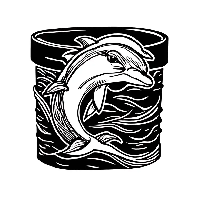 very bold dolphin anklet, bracelet style. This must be suitable for a cover up that goes around ankle  tattoo design idea