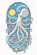 octopus van gogh starry night swirl tattoo design idea