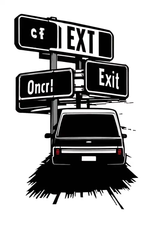highway with exit cartoon realistic tattoo tattoo design idea