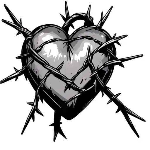 real Heart with barbed wire tattoo design idea