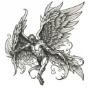 lucifer fallen angel broken wings tattoo design idea