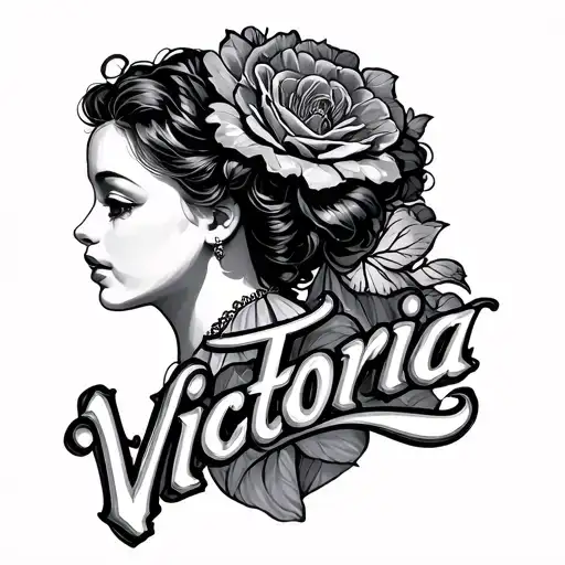 "Victoria" Kids Names tattoo design idea