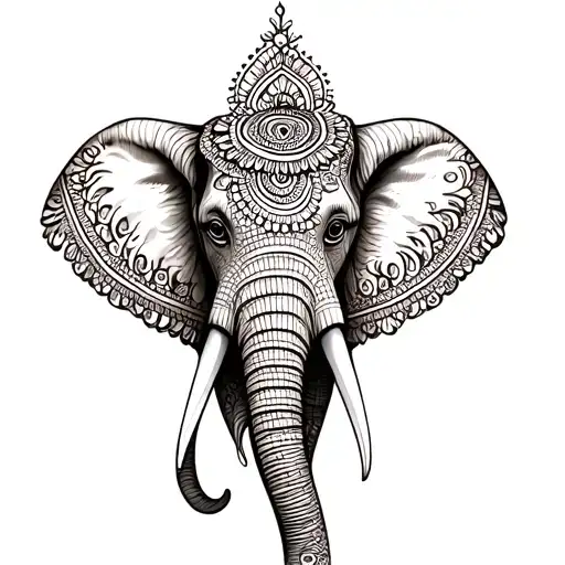 Henna Elephant head tattoo design idea