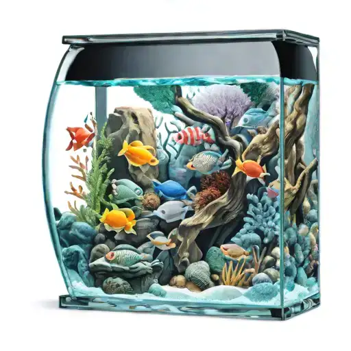 An intricate design of a saltwater aquarium filled with various marine creatures tattoo design idea