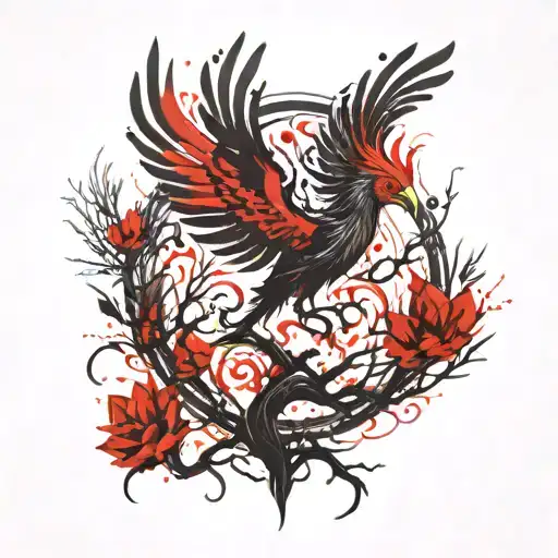 Phoenix Bird Inside A Tree Of Life tattoo design idea