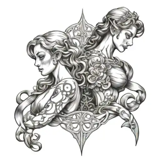 gemini bisexual twin being dominated by aries female tattoo design idea
