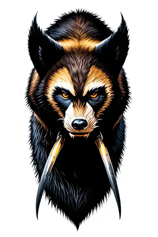 gentle wolverine animal with claws tattoo design idea