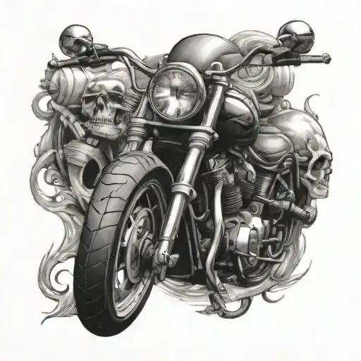 skull and motor bike tattoo design idea