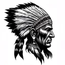 indian head profile holding tattoo design idea