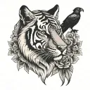 Tiger, raven, wolf tattoo design idea