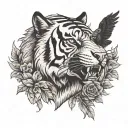 Tiger, raven, wolf tattoo design idea