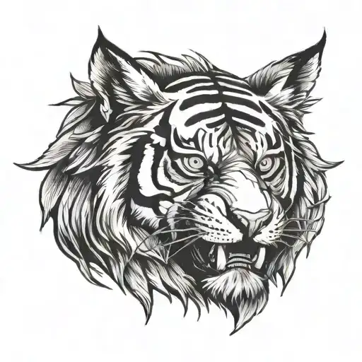 Tiger, raven, wolf tattoo design idea