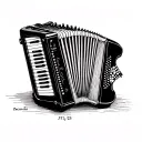 passing away accordian with date 7/31/25 and name Zacarías tattoo design idea