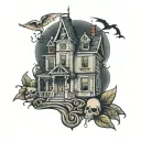 haunted house tattoo design idea