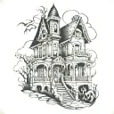 haunted house tattoo design idea