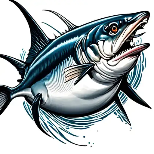 blue marlin side profile tattoo design idea