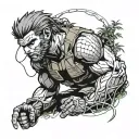 sleeve solid snake from metal gear solid in a jungle crouching tattoo design idea