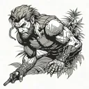 sleeve solid snake from metal gear solid in a jungle crouching tattoo design idea