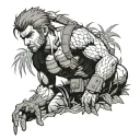 sleeve solid snake from metal gear solid in a jungle crouching tattoo design idea