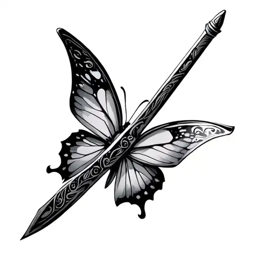 Butterfly Sword tattoo design idea