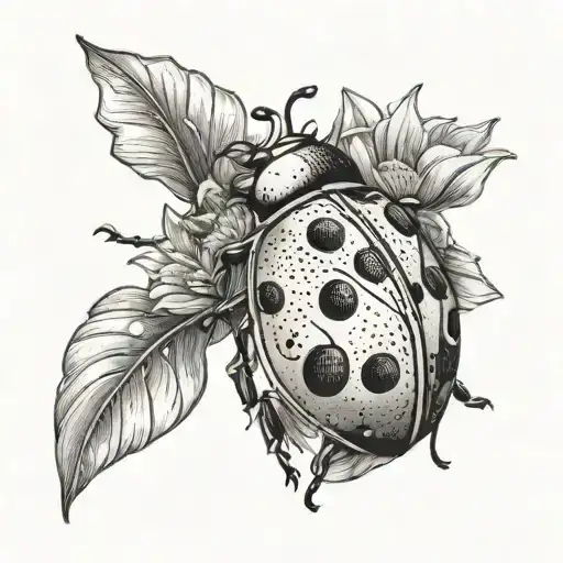 ladybug and daisy flower tattoo design idea